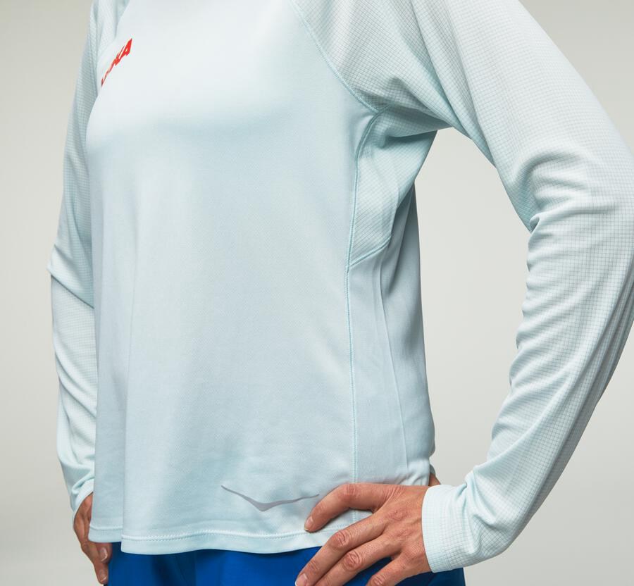 Hoka One One Performance Lång Sleeve Top Dam - Blå - YNMGW-1352